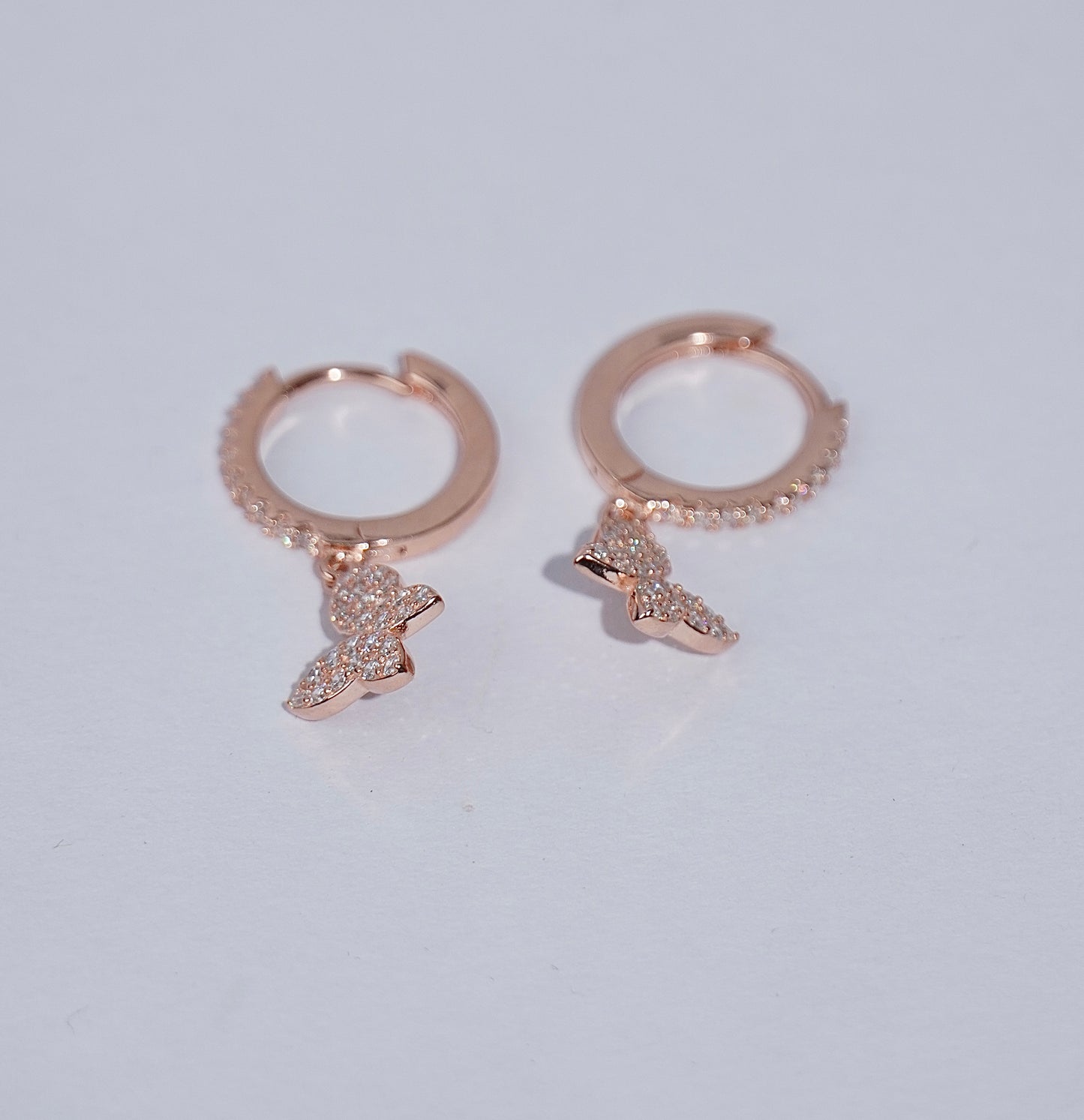 925 Rose Gold Hoop Wings Earrings