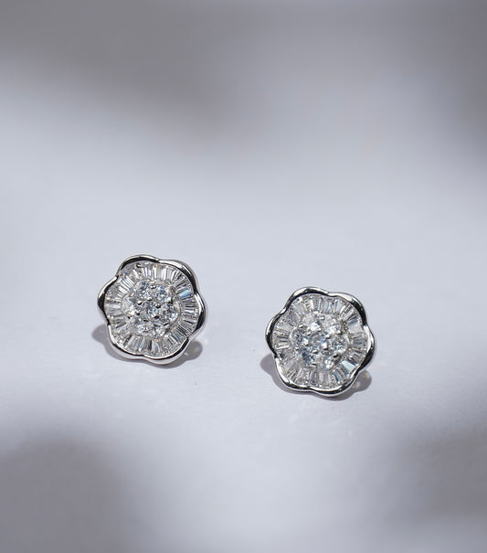 925 Silver Floral Wave Earring