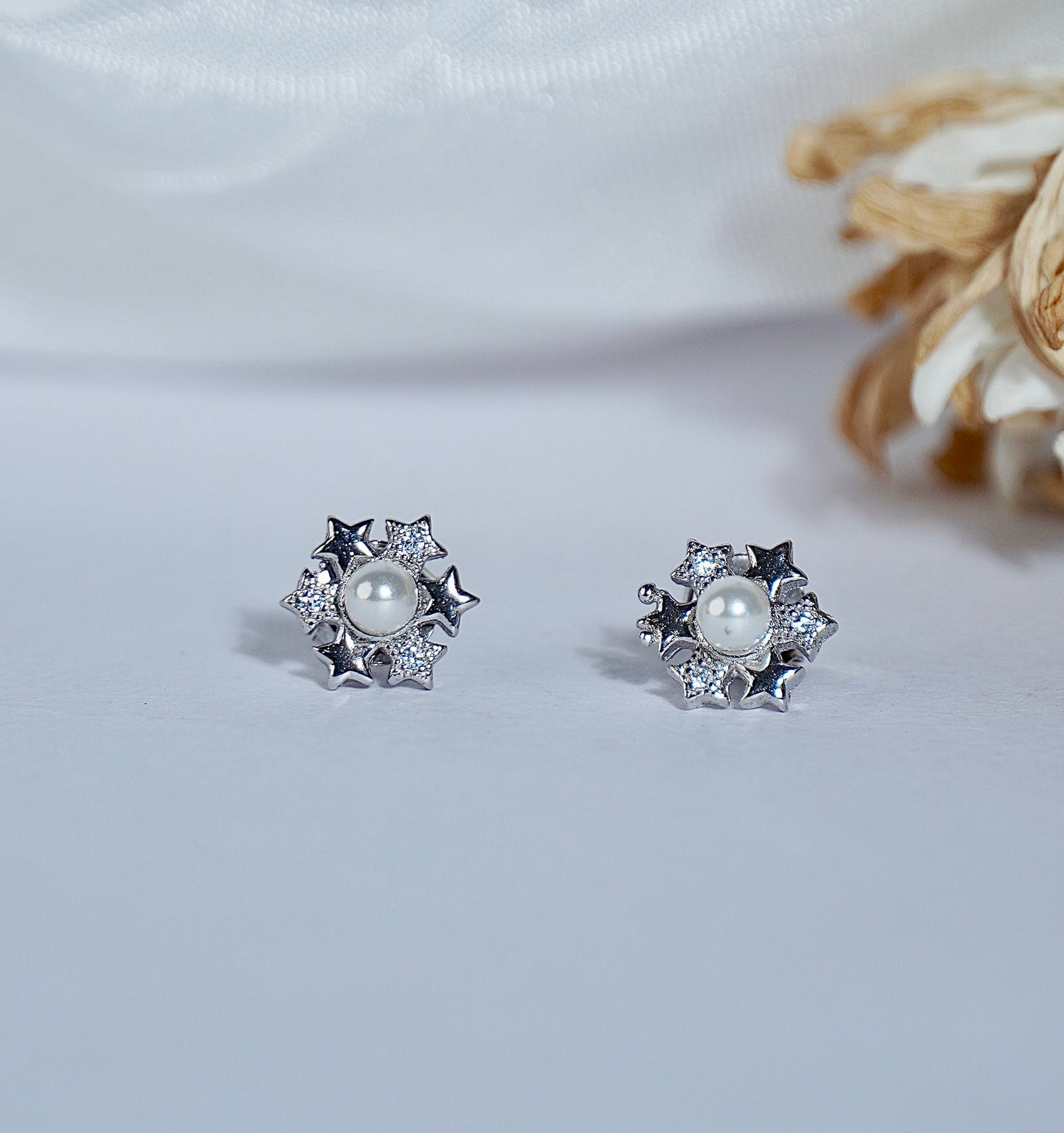925 Silver Floral Pear Earring