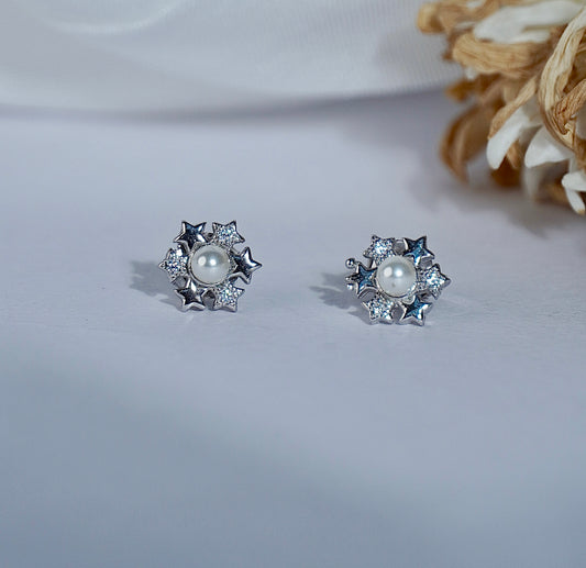 925 Silver Floral Pear Earring