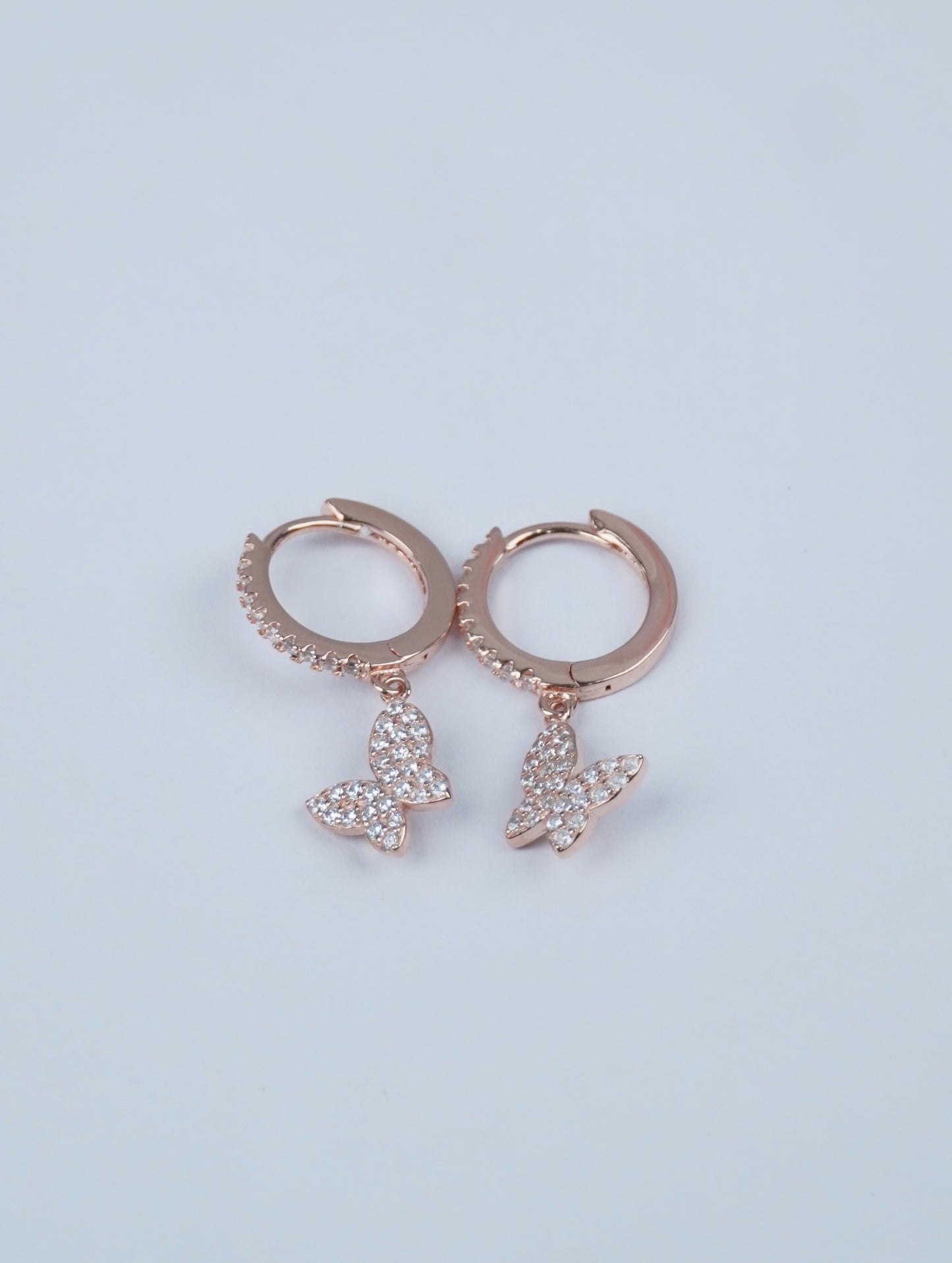 925 Rose Gold Hoop Wings Earrings
