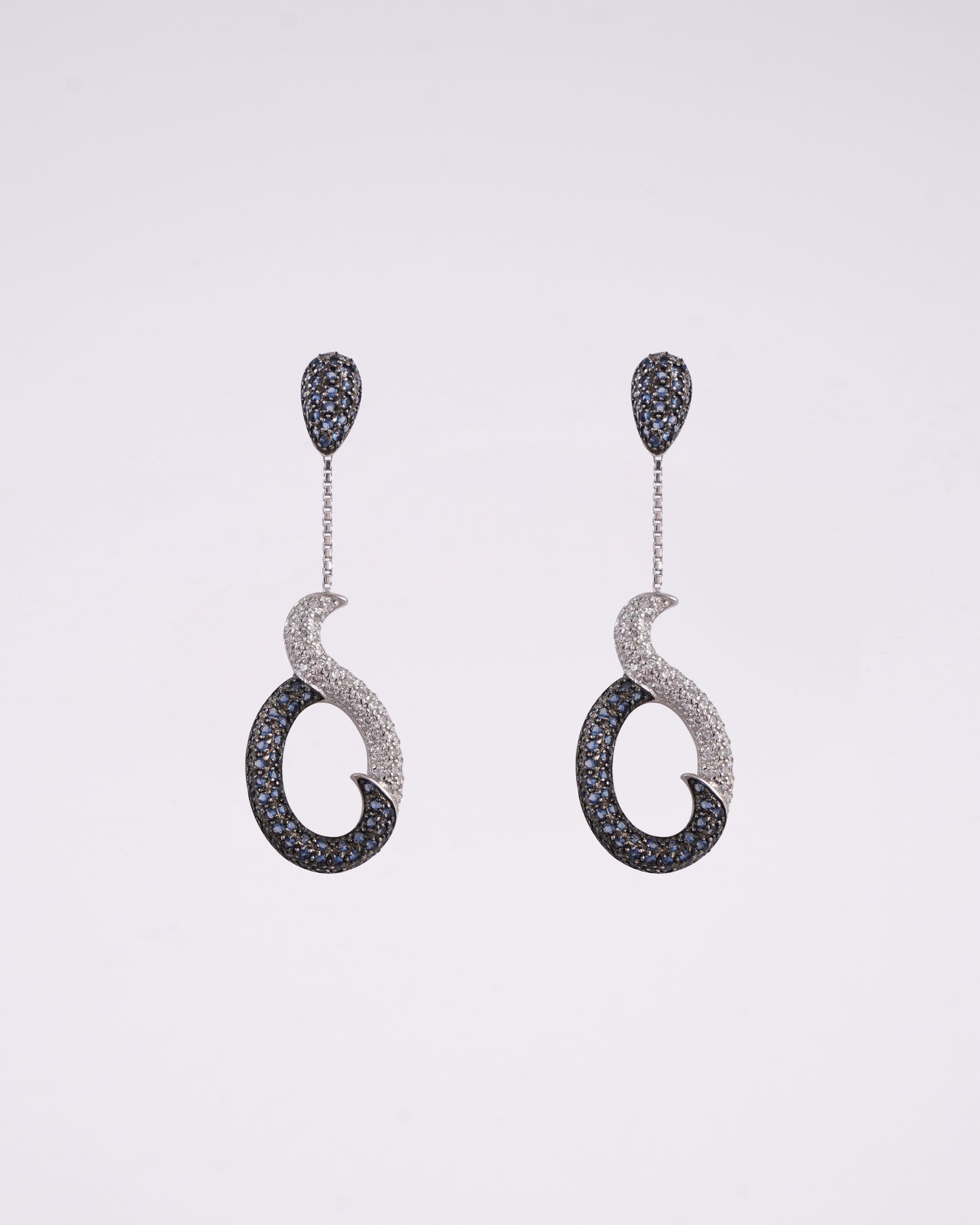 Cobalt Orbit Hoops Silver Earrings