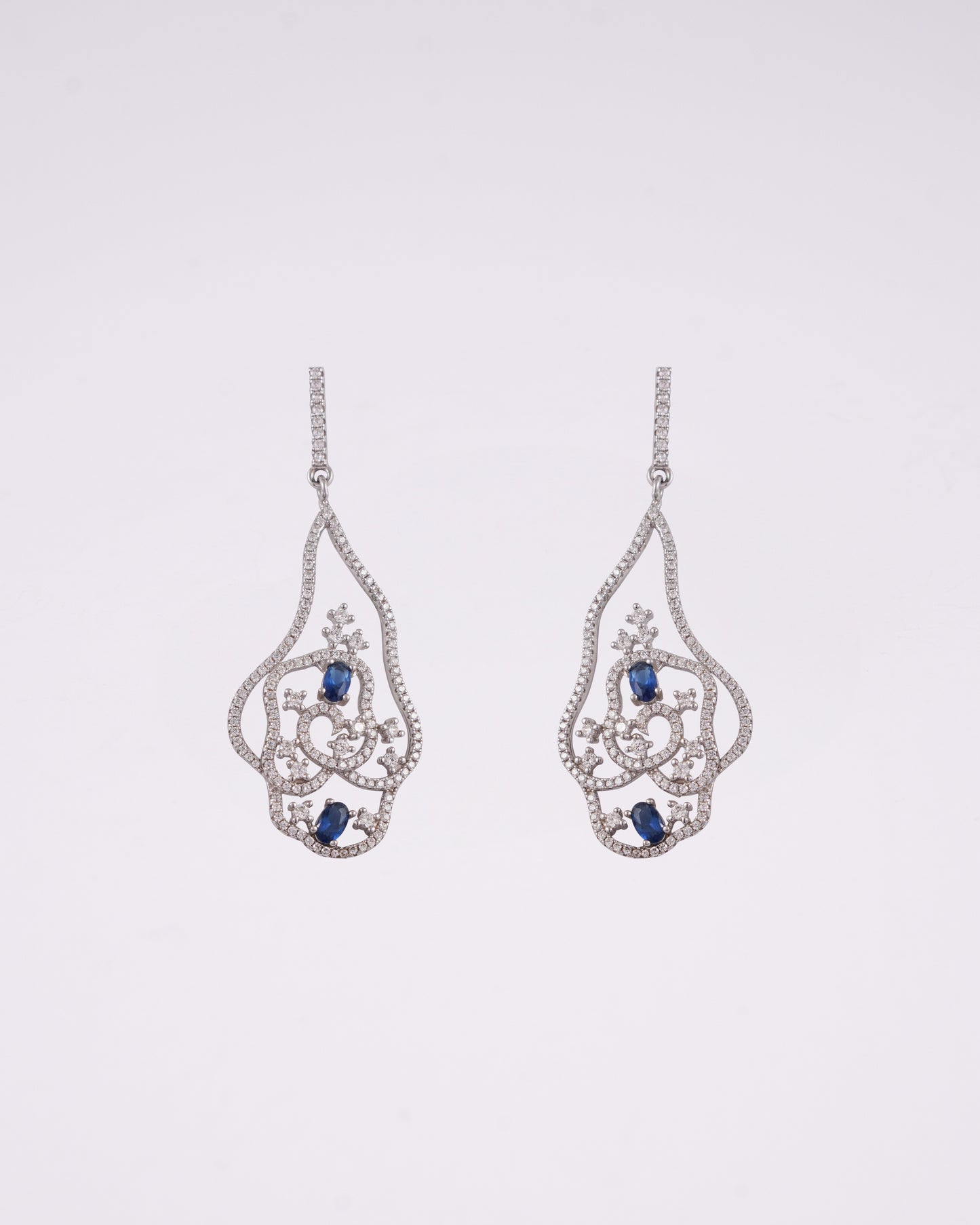 Sapphire Glow Silver Earrings