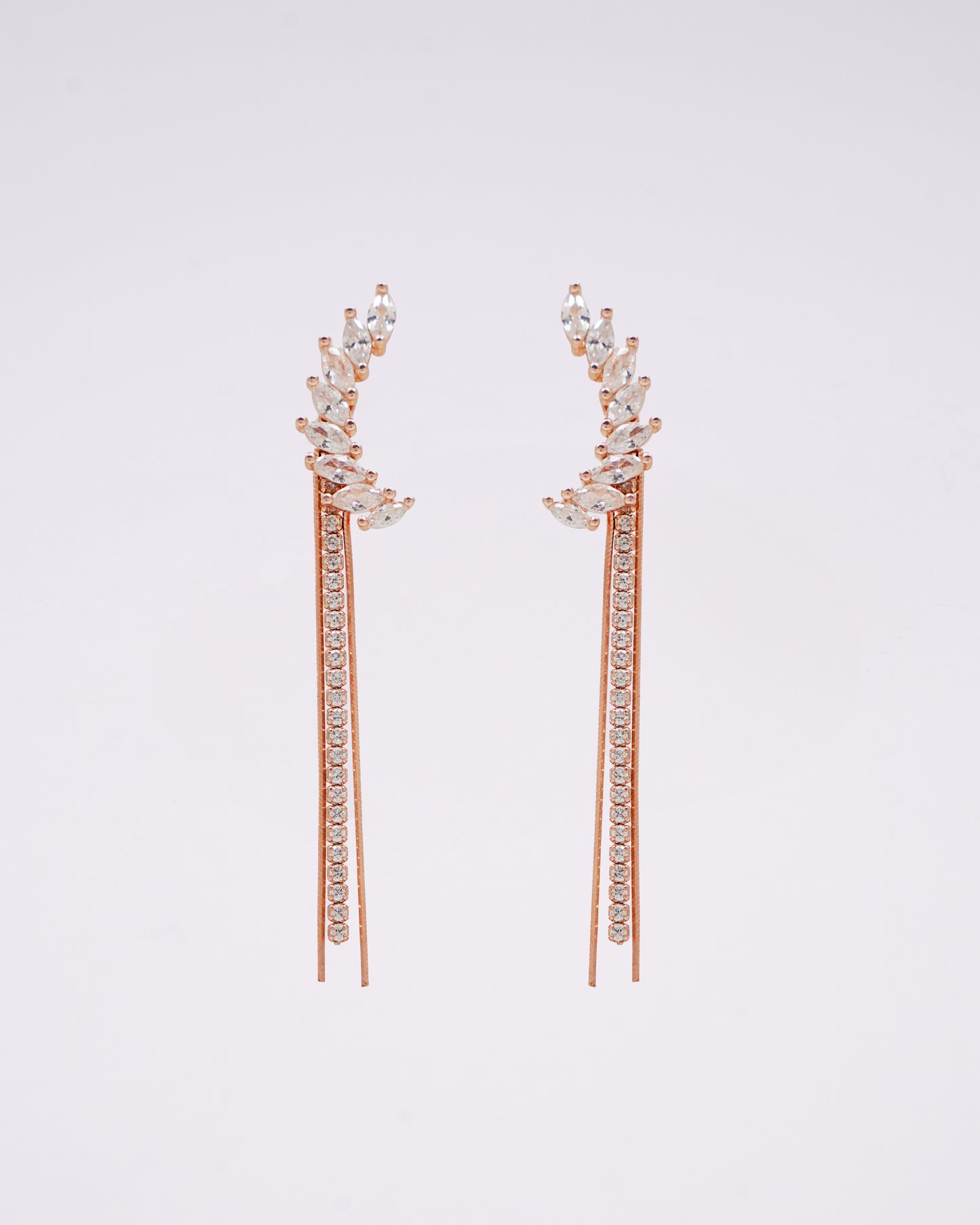 Rose Gold Stone Line Earrings