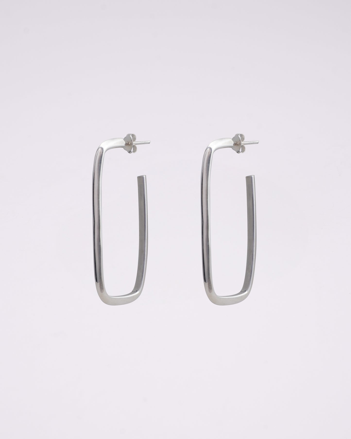 Silver Frame Hoops Earrings