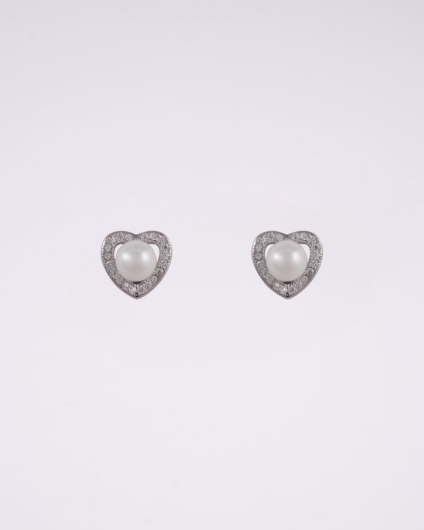Heart Pearl Silver Earrings