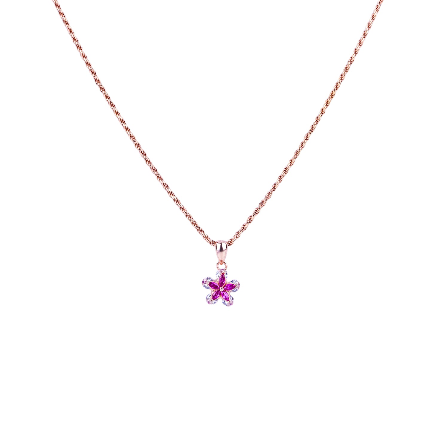 Pure Silver Pink Flower Earring
