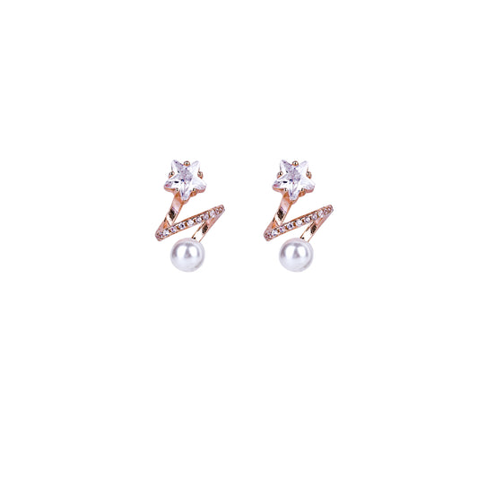 Pure Silver Pearl Spiral Earrings