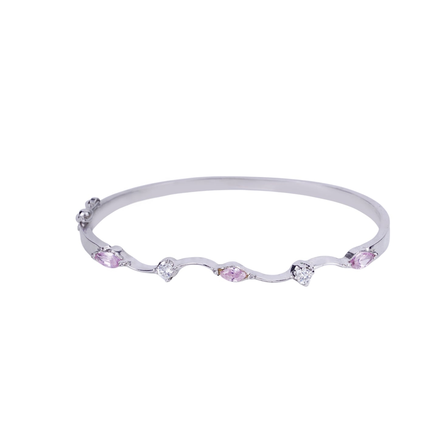 Pure Silver Pink Petal Bracelet