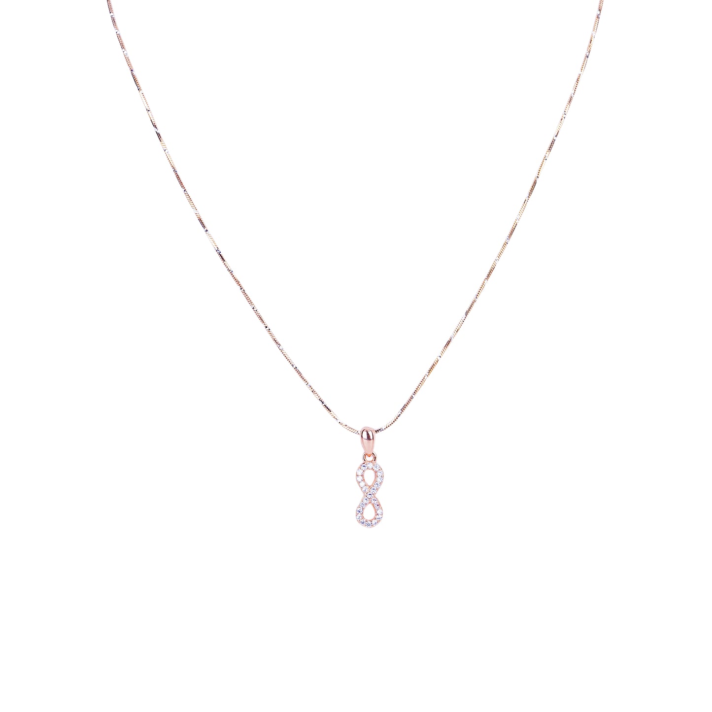 Pure Silver Rose Gold Infinity Pendant