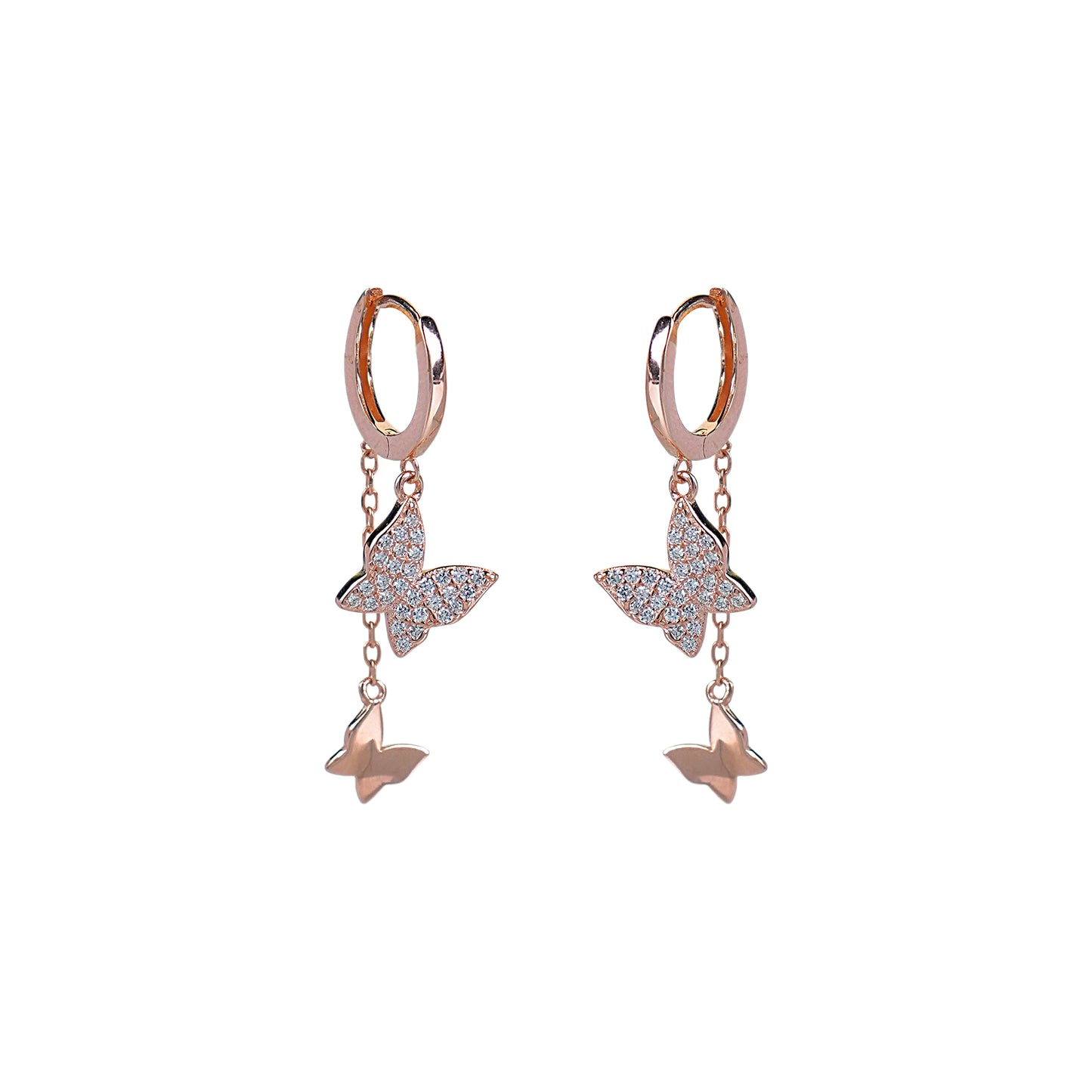Pure Silver Rose Gold Glide Earrings
