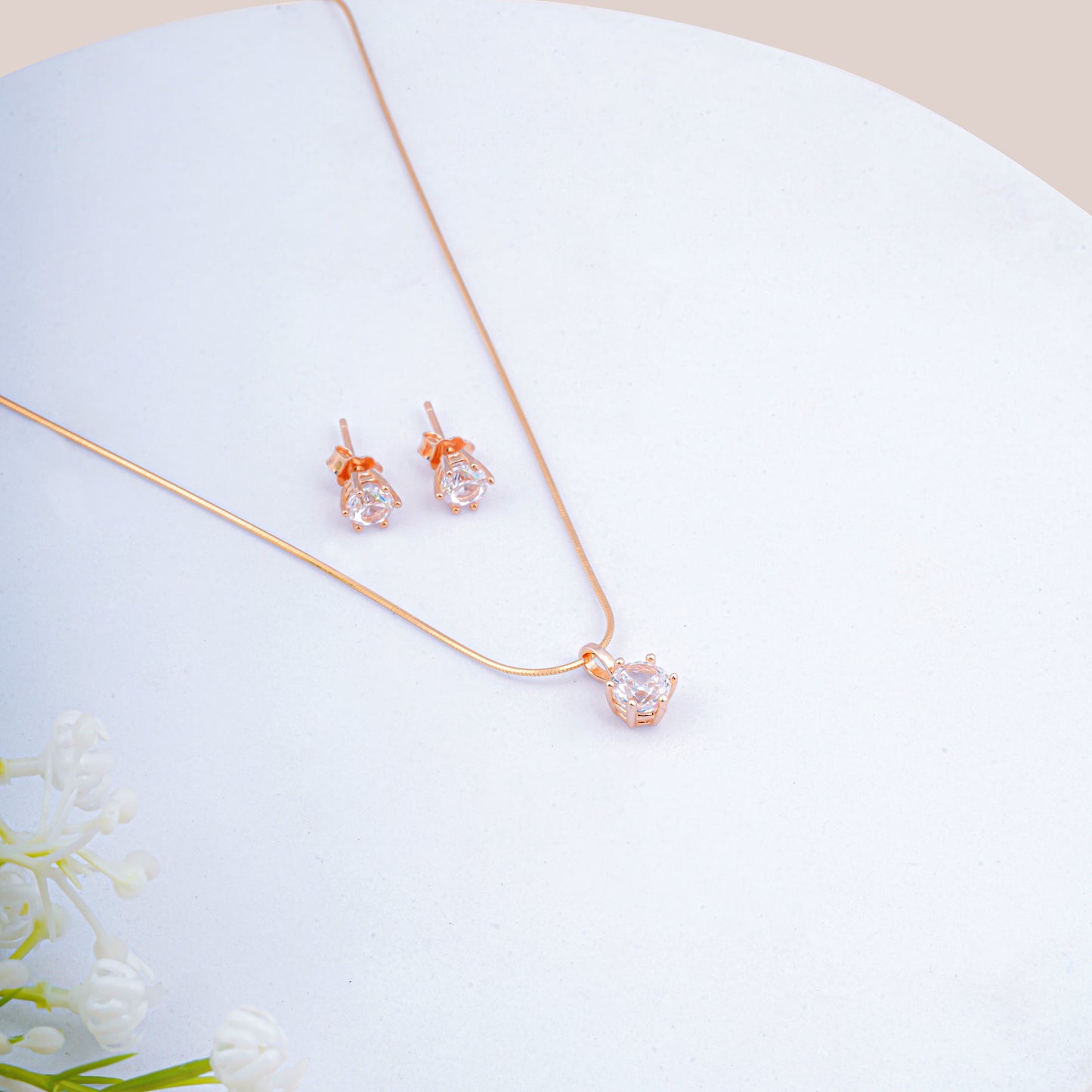 Pure Silver Rose Gold Lustrous Earrings
