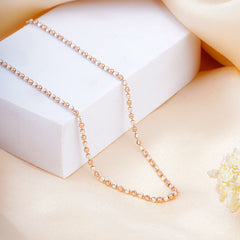 Pure Silver Rose Gold Studded Beads Chain