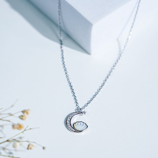 Pure Silver Moonlit Seashell Pendant