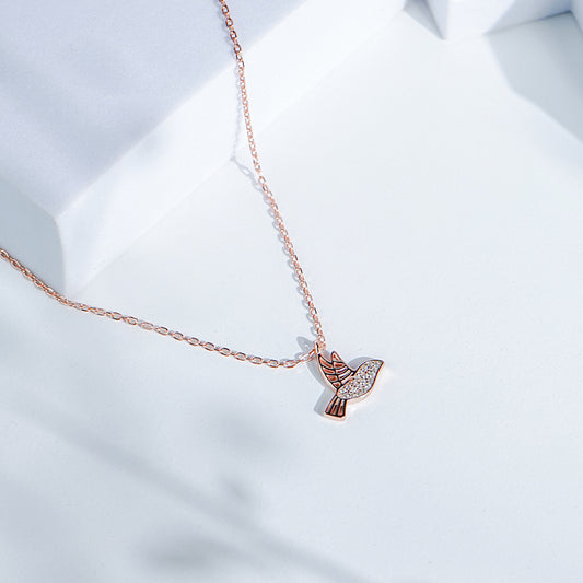 Pure Silver Rose Wings Pendant