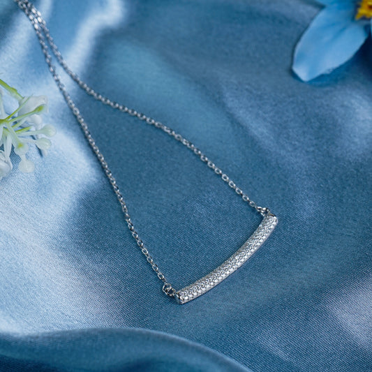 Pure Silver Crystal Curve Pendant