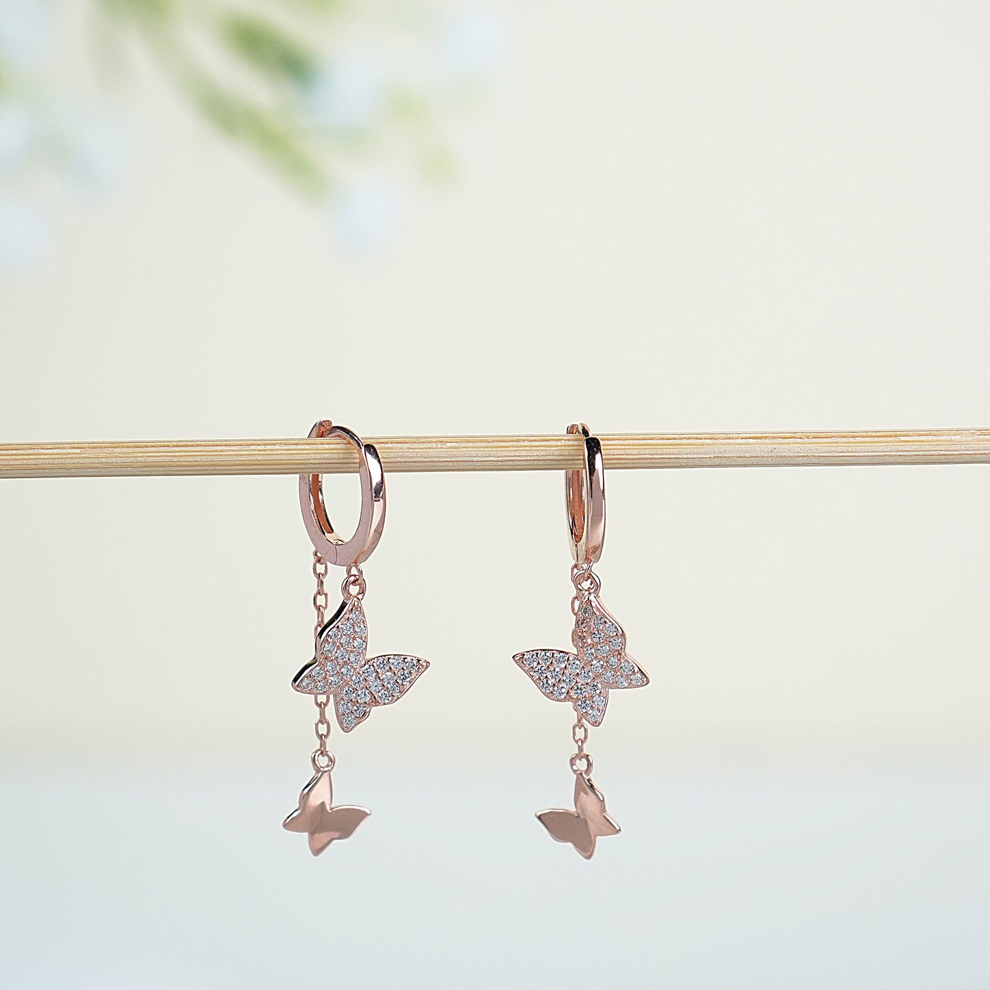 Pure Silver Rose Gold Glide Earrings