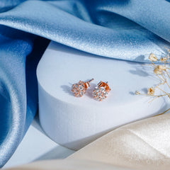 Pure Silver Rose Gold Royal Earrings