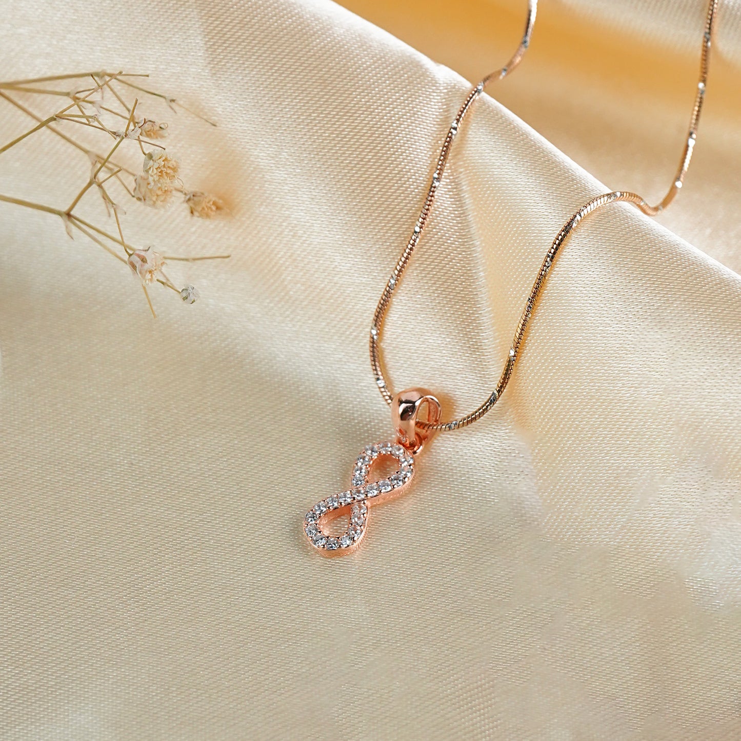 Pure Silver Rose Gold Infinity Pendant