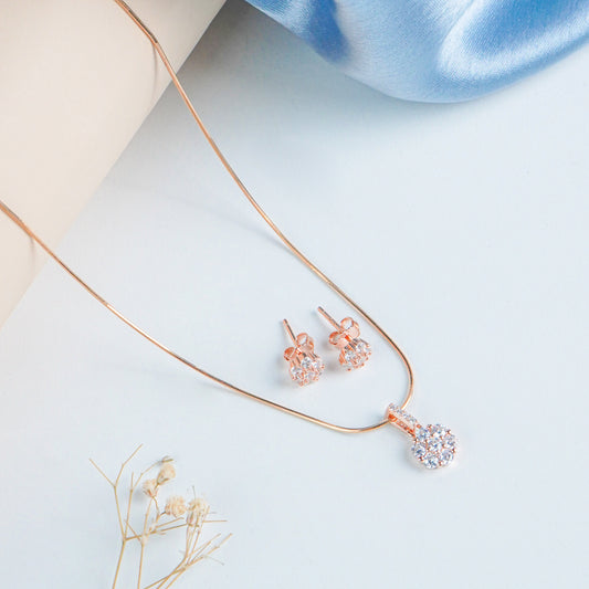Pure Silver Rose Gold Royal Earrings