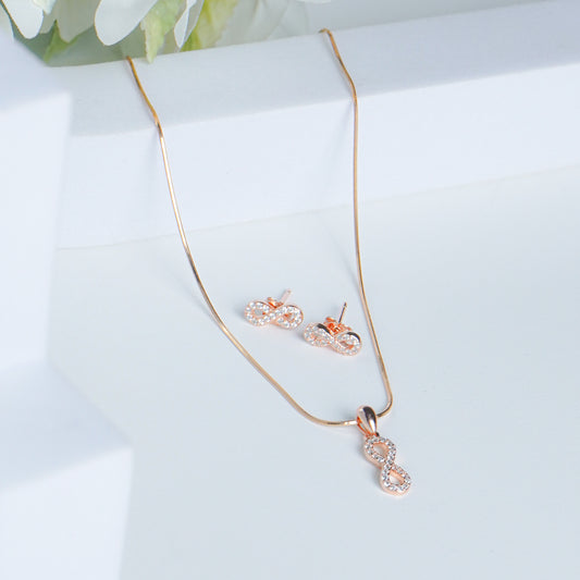 Pure Silver Rose Gold Infinity Earrings