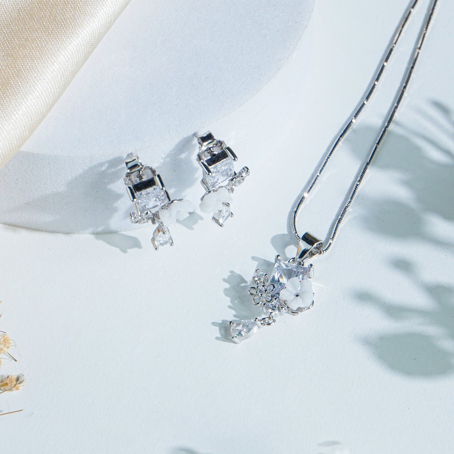 Pure Silver Opal Blossom Earrings