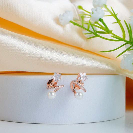 Pure Silver Pearl Spiral Earrings