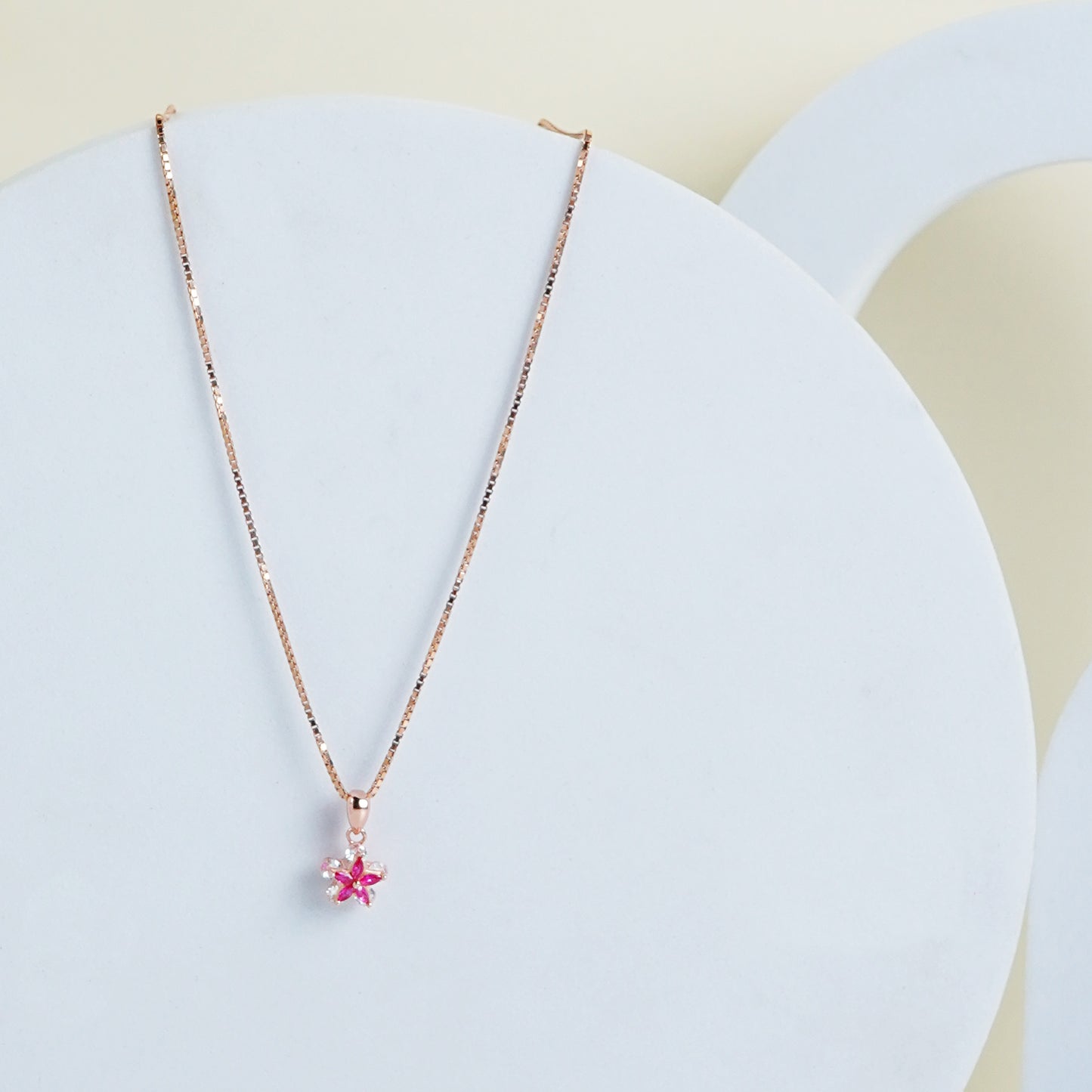 Pure Silver Pink Flower Earring