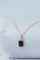 925 Rose Gold Blue Diamond Pendant