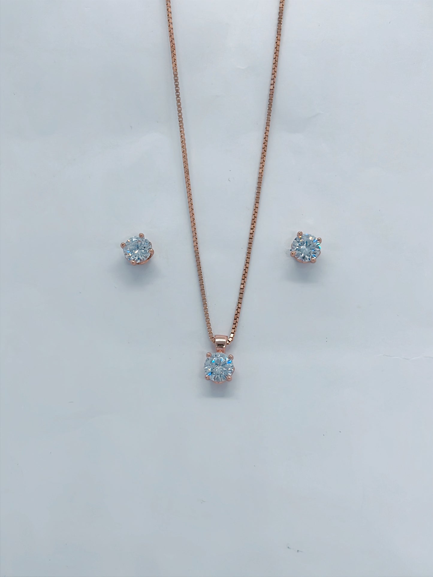 Pure Silver Rosette Charm Pendant Earring Set