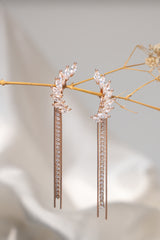 Rose Gold Stone Line Earrings