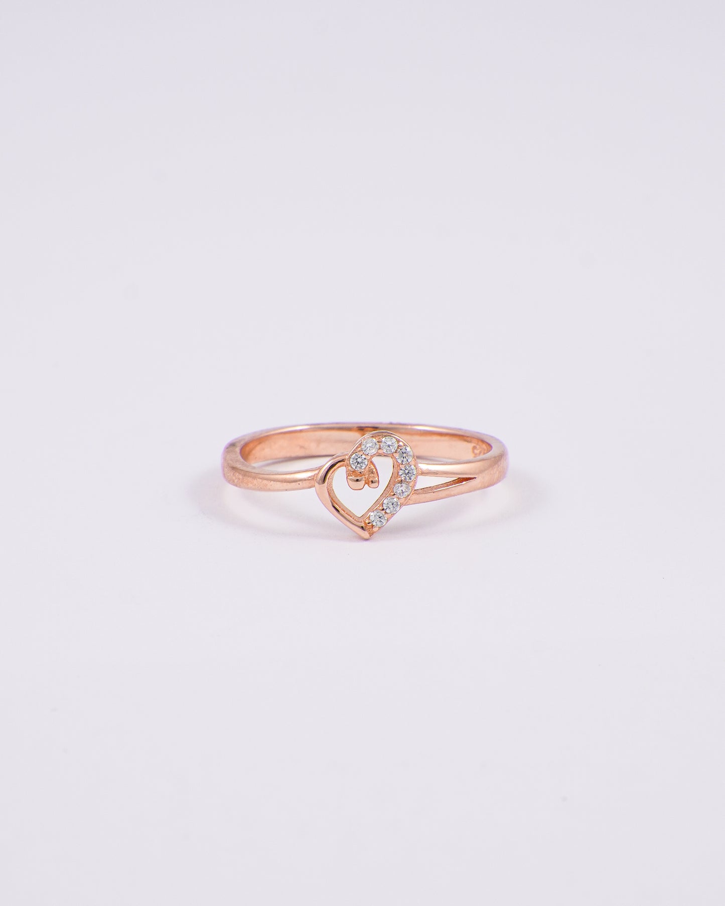Silver Rose Gold Cherished Heart Ring