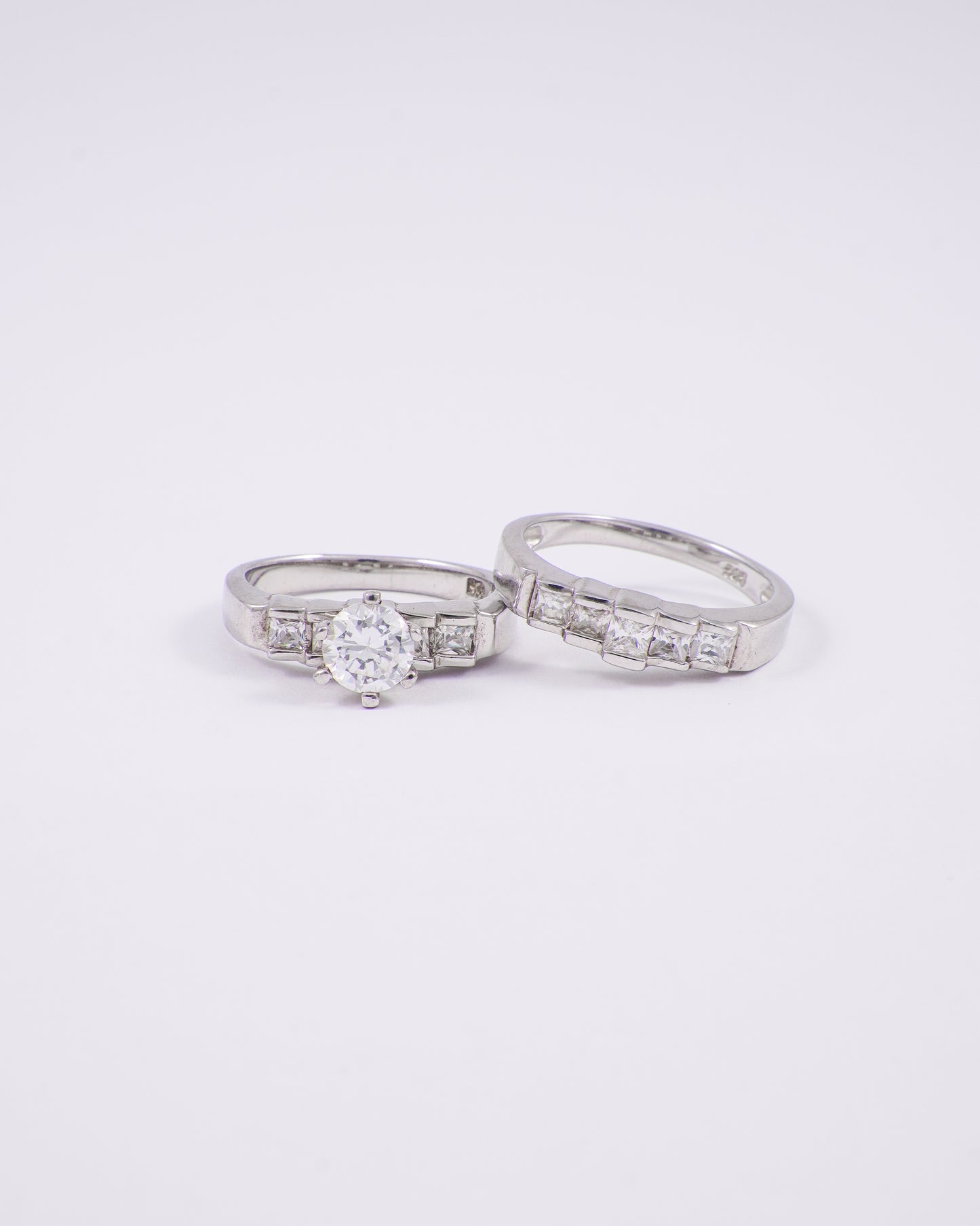 Silver Step Up Pair Diamond Ring