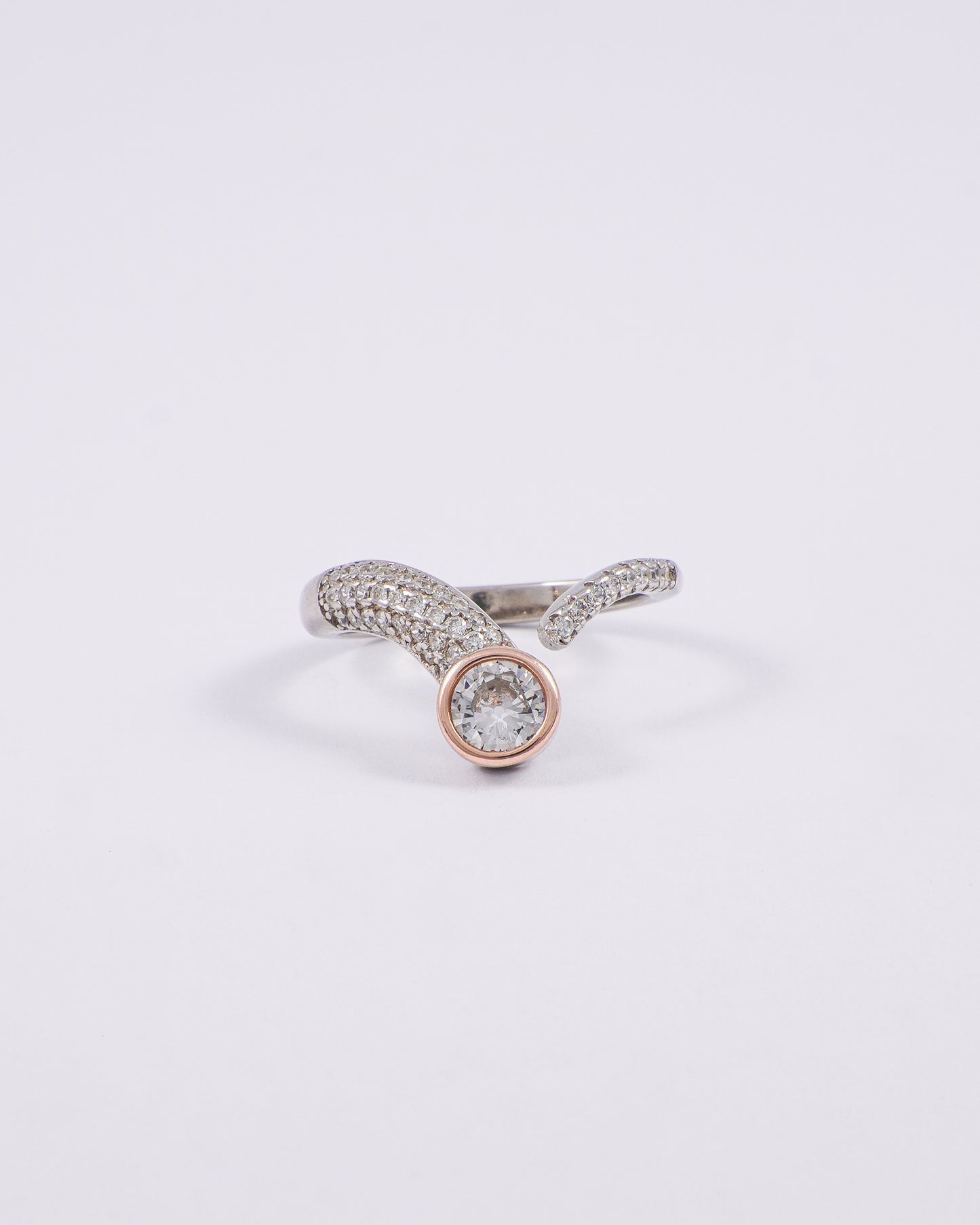 Silver Rose Gold Zircon Ring