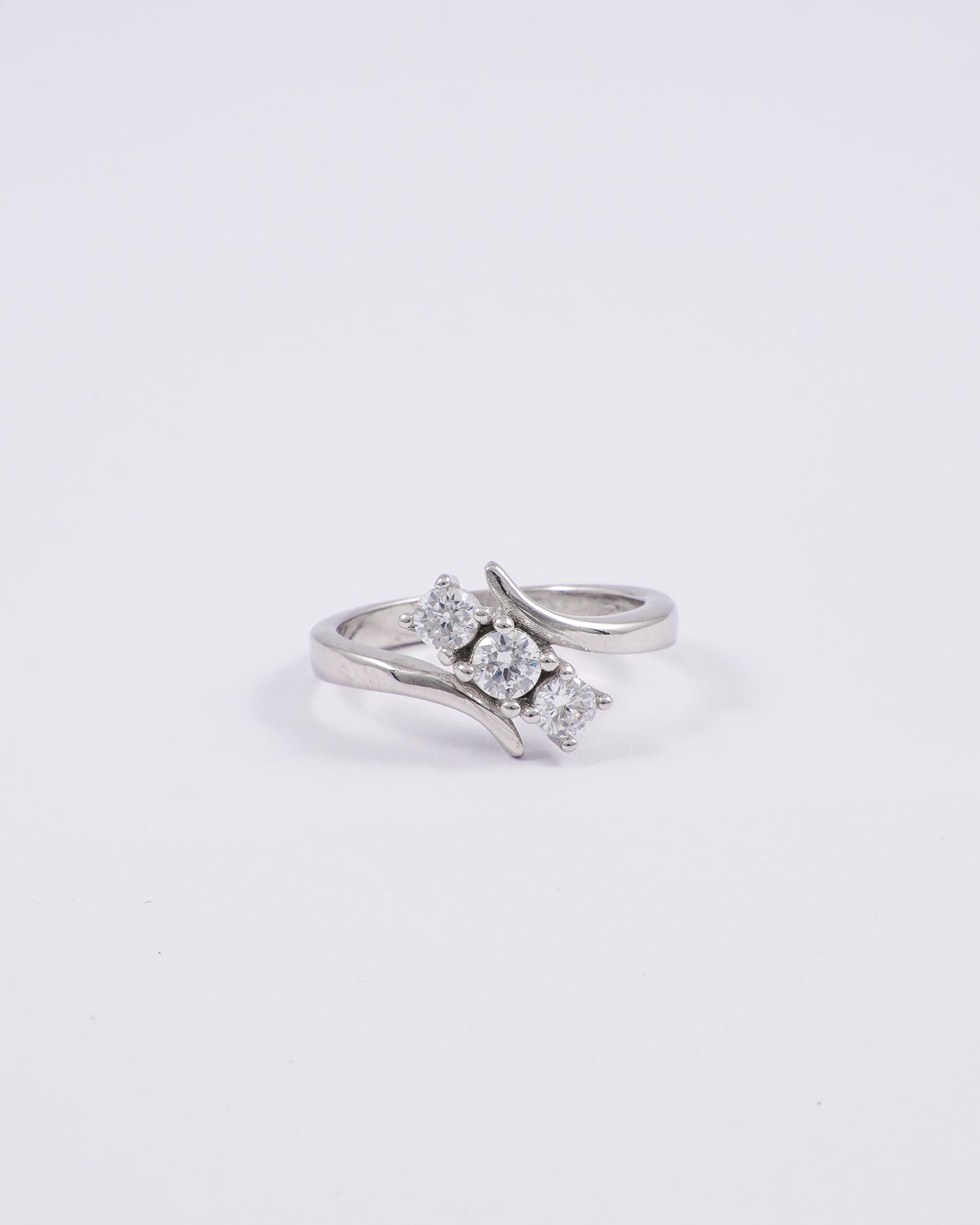 Silver 3 Diamond Ring