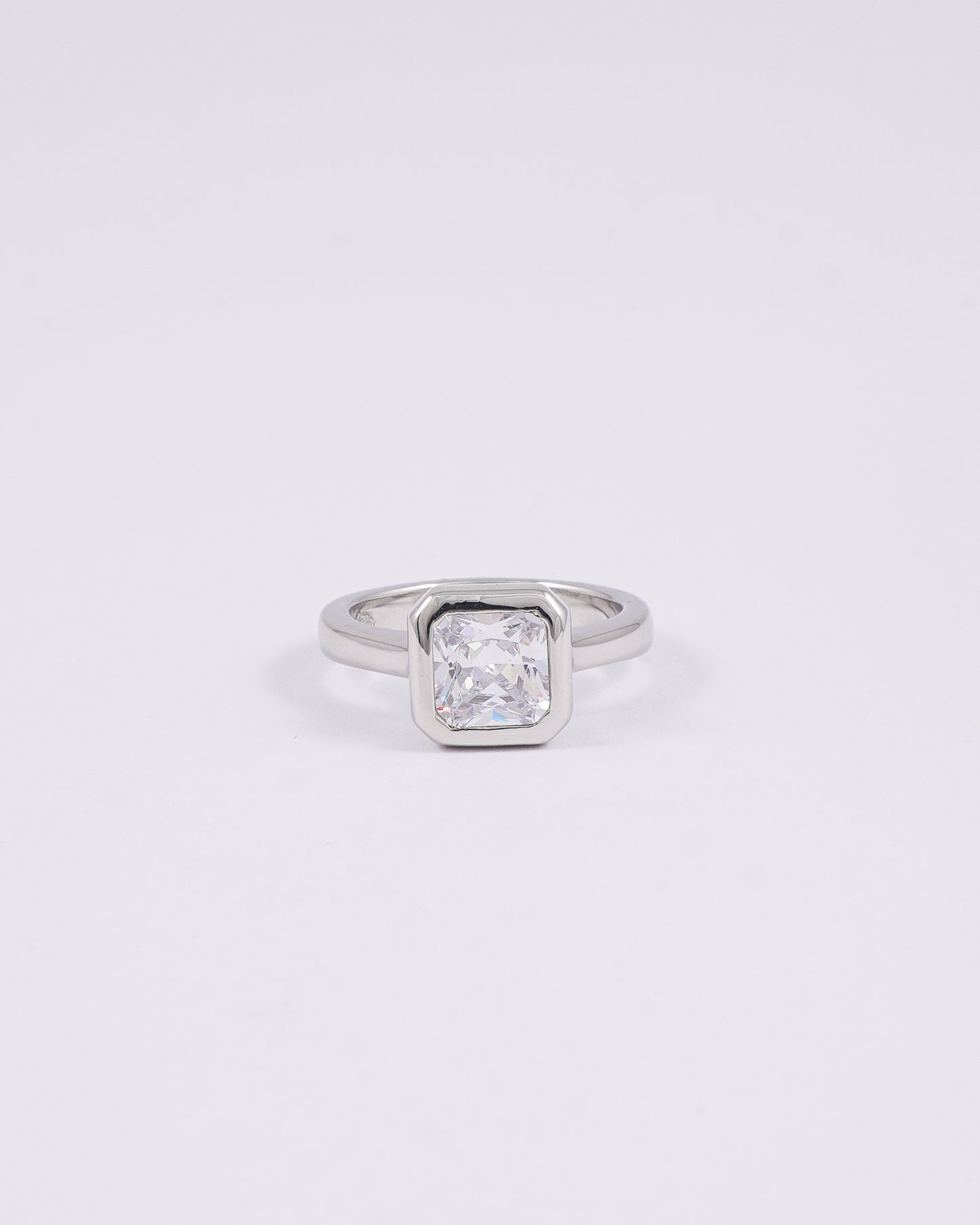Silver Square Zircon Ring