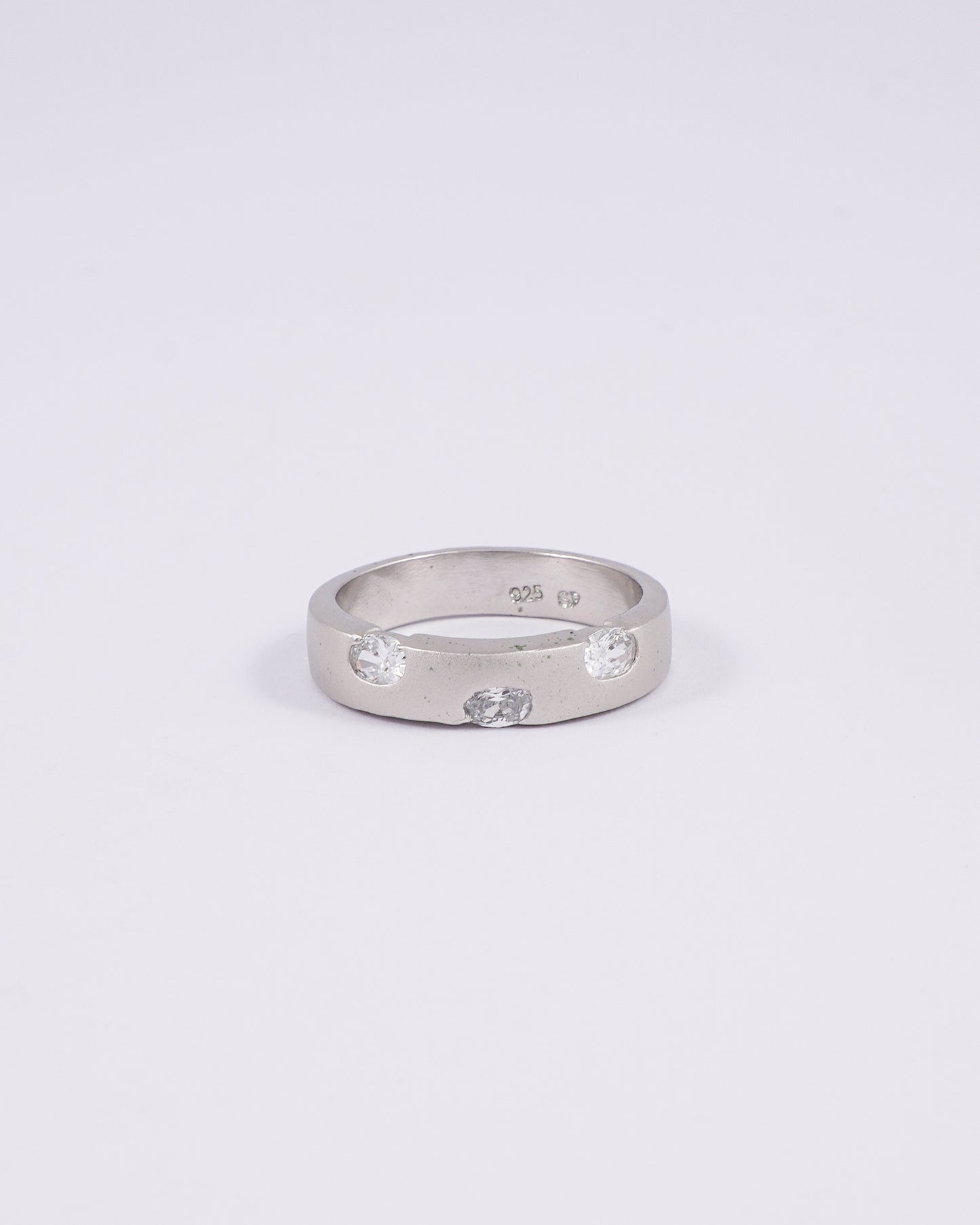 Silver 3 Island Diamond Ring