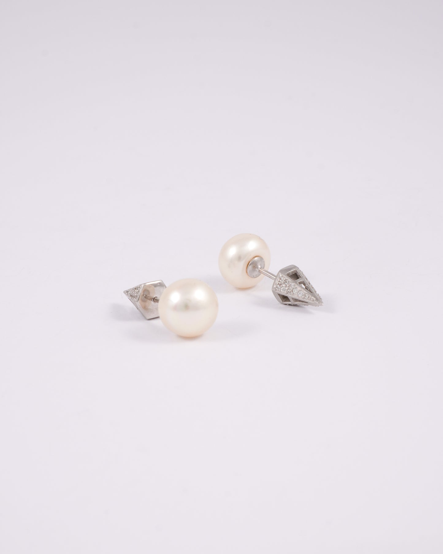 Lustrous Pearl Drops Silver Earrings