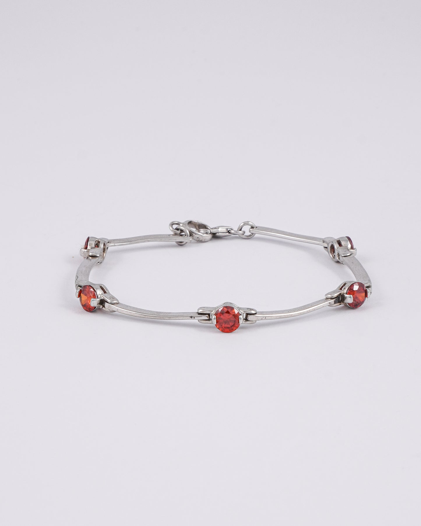 Step Red Diamond Silver Bracelet