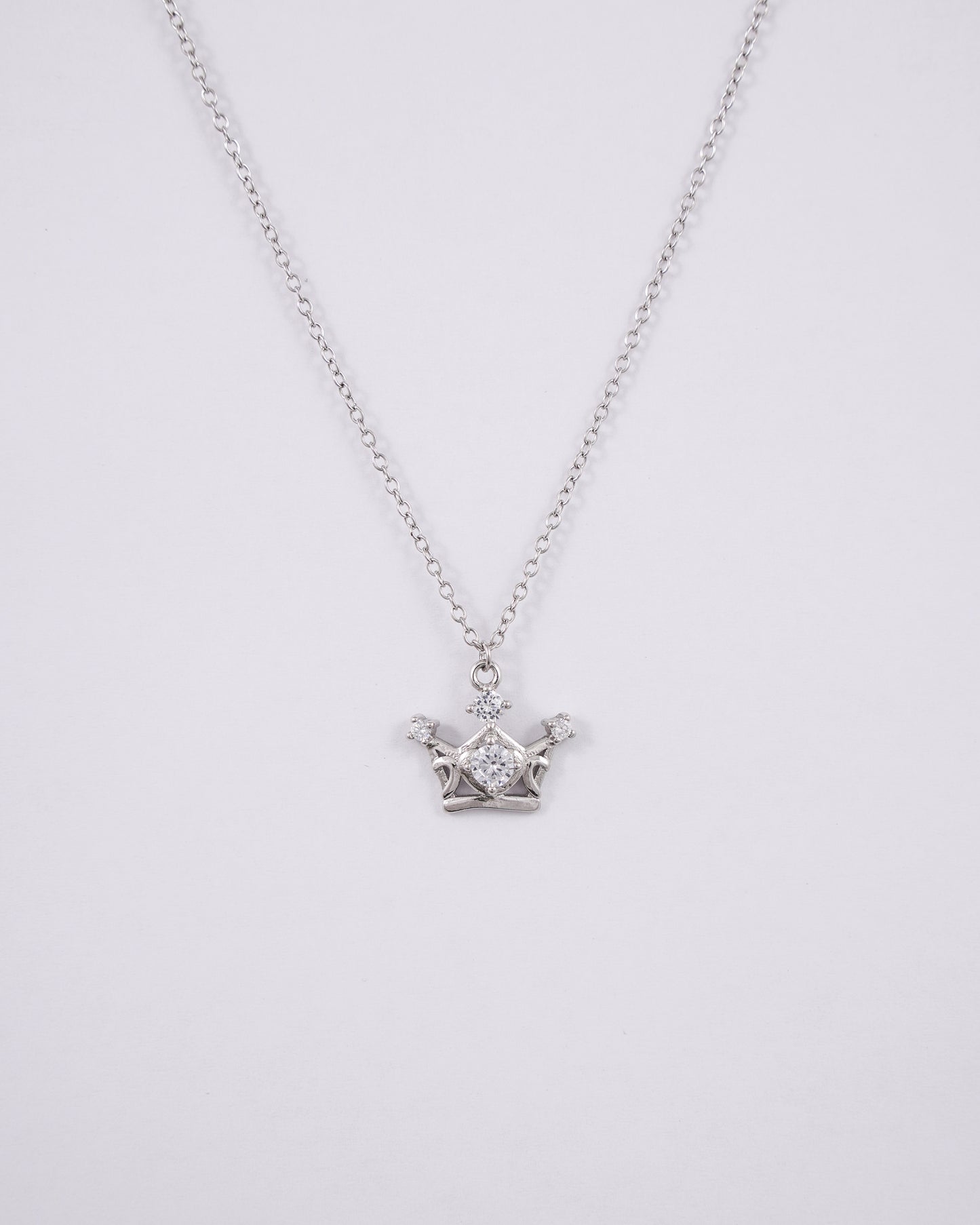 Silver Crown Zircon Pendant