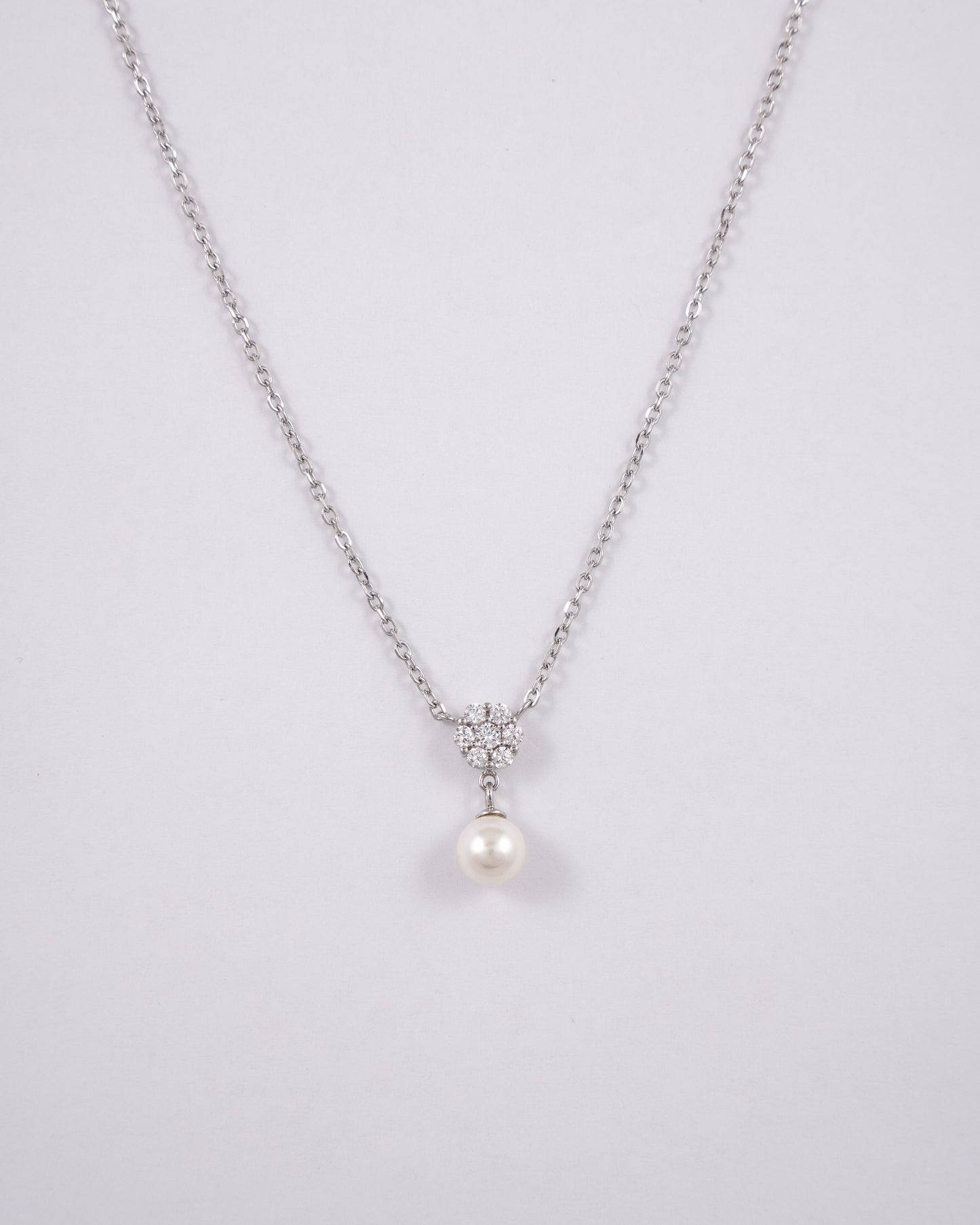 Silver Flower Pearl Pendant