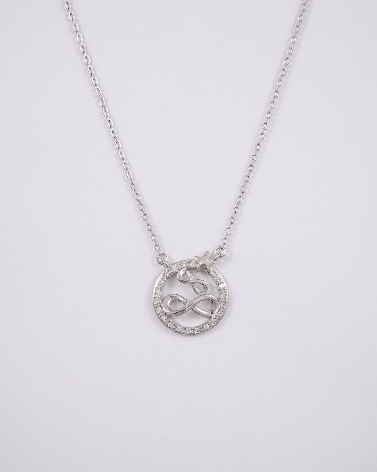 Silver Infinity Star Hoop Pendant
