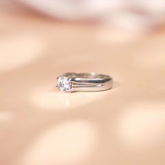 Silver Pedestal Glimmer Diamond Ring