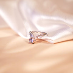 Silver Rose Gold Zircon Ring