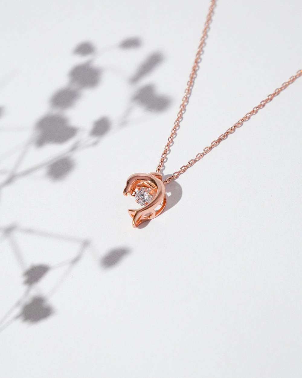 925 Rose Gold Mystic Dolphin Pendant