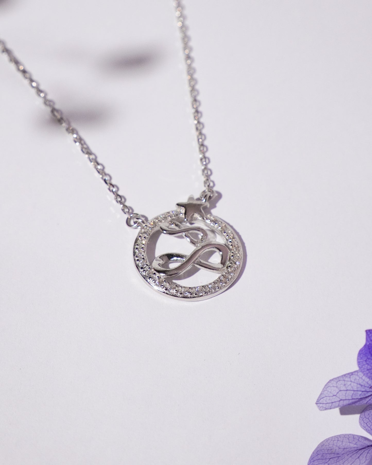 Silver Infinity Star Hoop Pendant