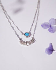 Blue Stone Winged Pendant