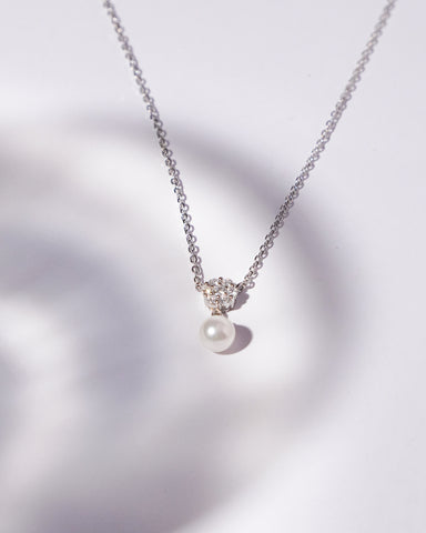Silver Flower Pearl Pendant