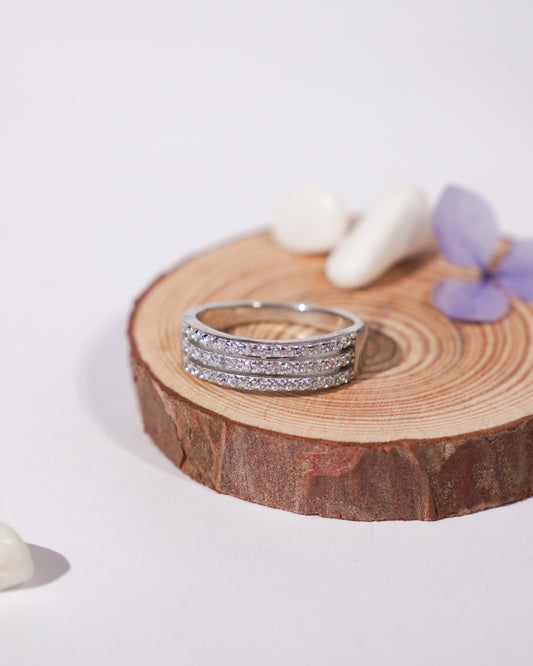 Silver 3 Shine Fold Ring
