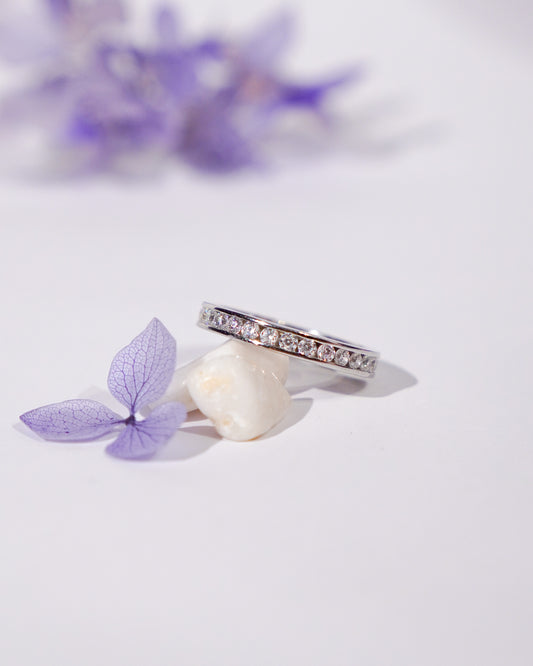 Silver Diamond Studded Grace Ring
